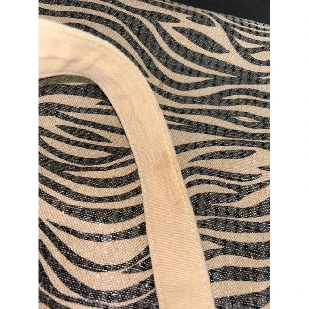 Zebra Striped Cotton Tote Black and Tan